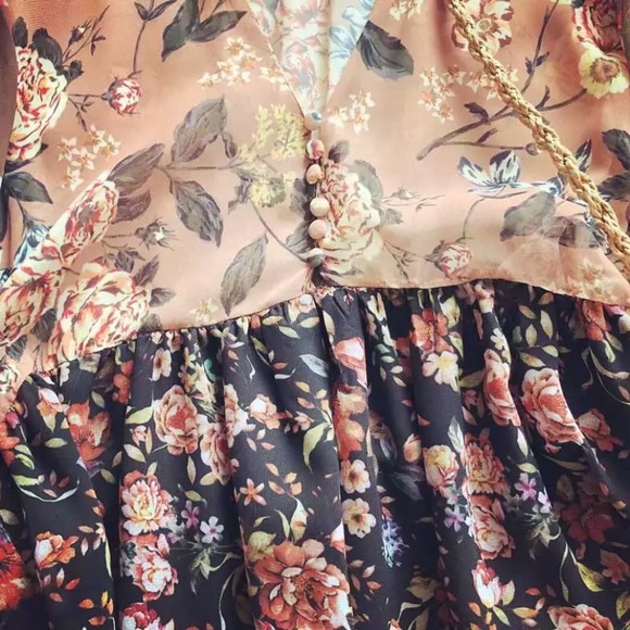 SOLD OUT Boho Fall Colors Chiffon Long Sleeve Dress - Picture 8 of 10